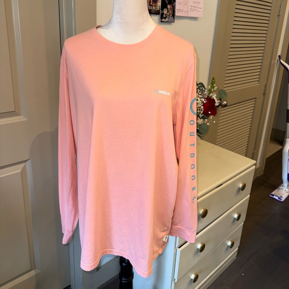 🍑 NWOT Magellan Outdoors SOFT Women's Coral Long Sleeve Tee 1X - Picture 2 of 5